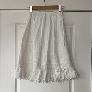 Ralph Lauren White Cotton Eyelet Ruffle Skirt